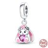 Fit Charms Fororiginal Bracelets Animal Series Flower Rabbit Holding Heart 100%Copper Jewelry Making For Women Gift