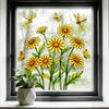 Forårsblomster Vinduesklistermærke, Gule Vilde Blomster Sommerfugle Guldsmede Vinduesklistermærke, Anti-Kollision Genanvendelig Statisk Glas Klistermærke til Hjemmekontor