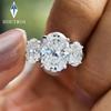 6cttw Oval Cut All Moissanite Engagement Ring with GRA   CopperThree Stone Diamond Wedding Bands for Women Jewelry