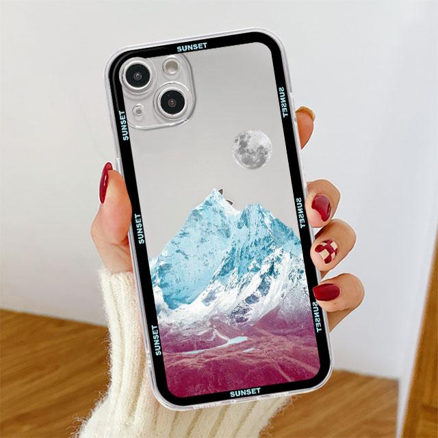 Clear Case For Apple iPhone 14 11 13 12 Pro 7 8 Plus XR X XS Max 6 6S 13Pro Silicone Phone Cover Aesthetic Snow Mountain