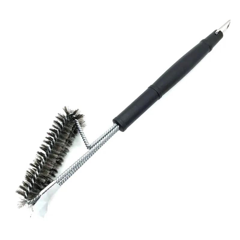 Three Head Scraper Stainless Steel Barbecue Brush Steel Wire Brush Barbecue Cleaning Brush Household Barbecue Tools Can Be Reused Ya468