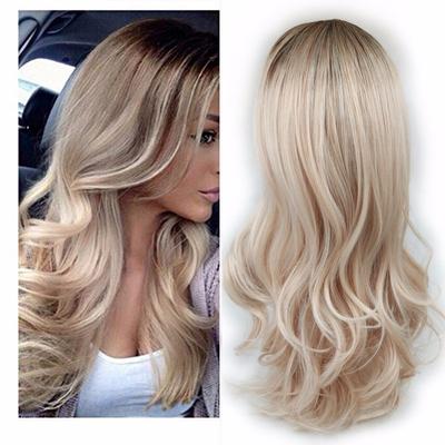 Peluca sintética de alta densidad y temperatura rubia para mujeres negras y blancas, peluca de cabello ondulado sin pegamento para cosplay