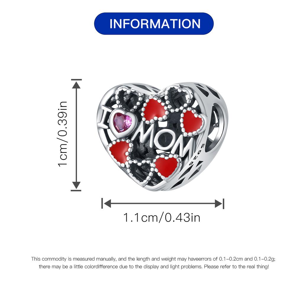 Beads Copper Charms Original Red Heart Hollow Design Beads Fit Bracelet Jewelry Diy Women Fine Gift Accessory