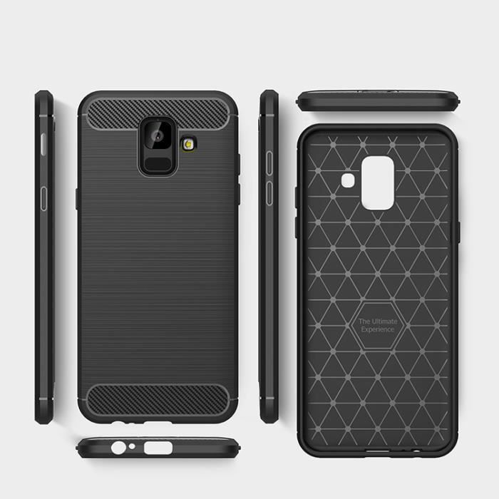 Coque pour Samsung Galaxy A6 (2018) , Coque de Protection avec Absorption de Choc et Fibre de Carbone (Marin)