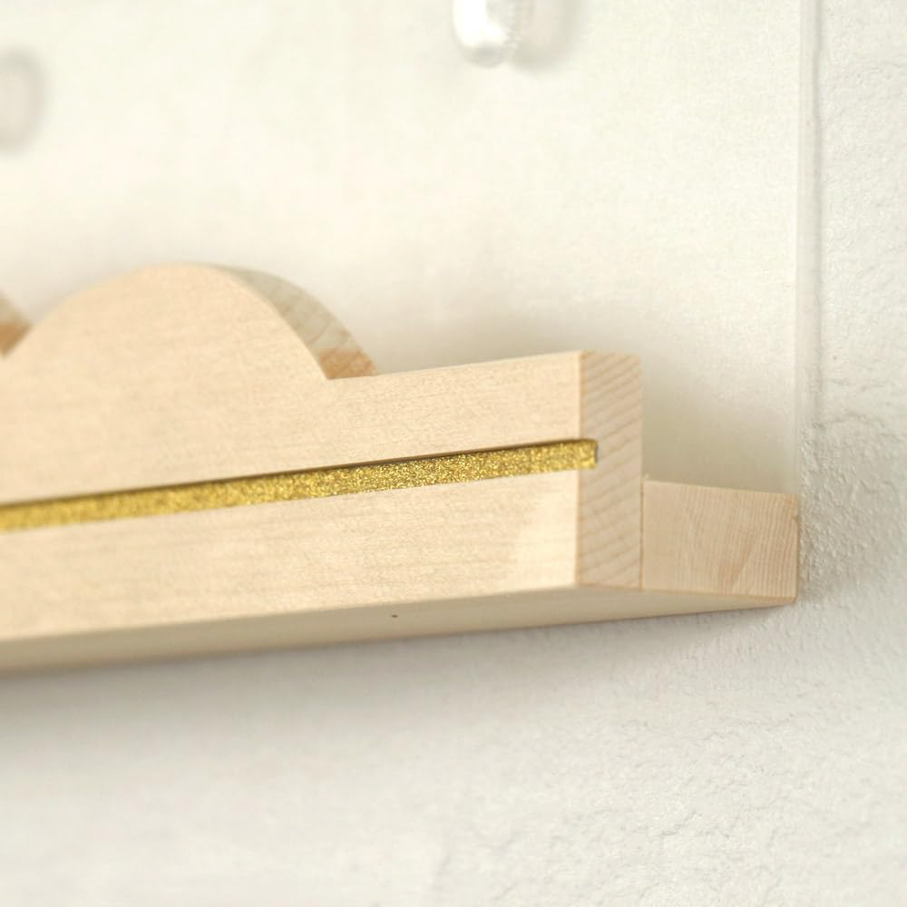 Moderner Shinto-Altar „MOKU MOKU Holz & Wolke“ Dreifach-Schrein Wandmontage mit Namensschildhalter (Moku Moku 3-Schrein)