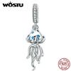 WOSTU 925 Sterling Silver Jellyfish Beads Charms Fit Original Bracelet & Necklace DIY