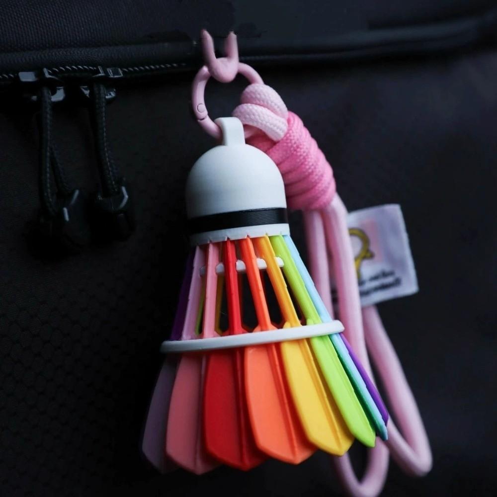 Funny Badminton Keychain Rainbow Color 3D Printing Keyring Fashion Badminton Bag Pendant  Gift