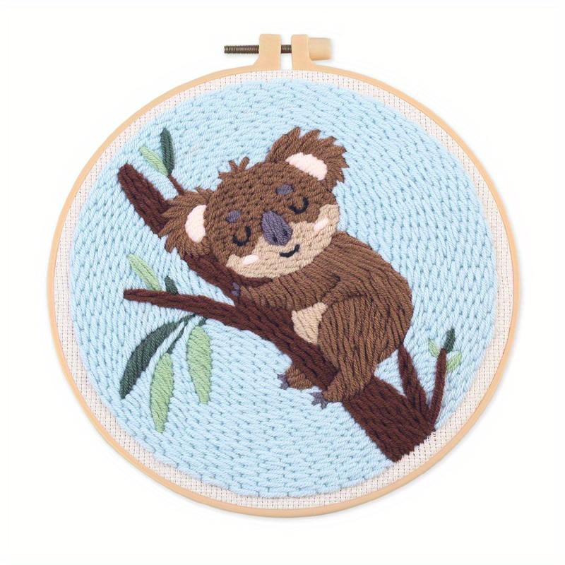 1-piece mouse embroidery DIY punch stitch craft kit (including tools)
