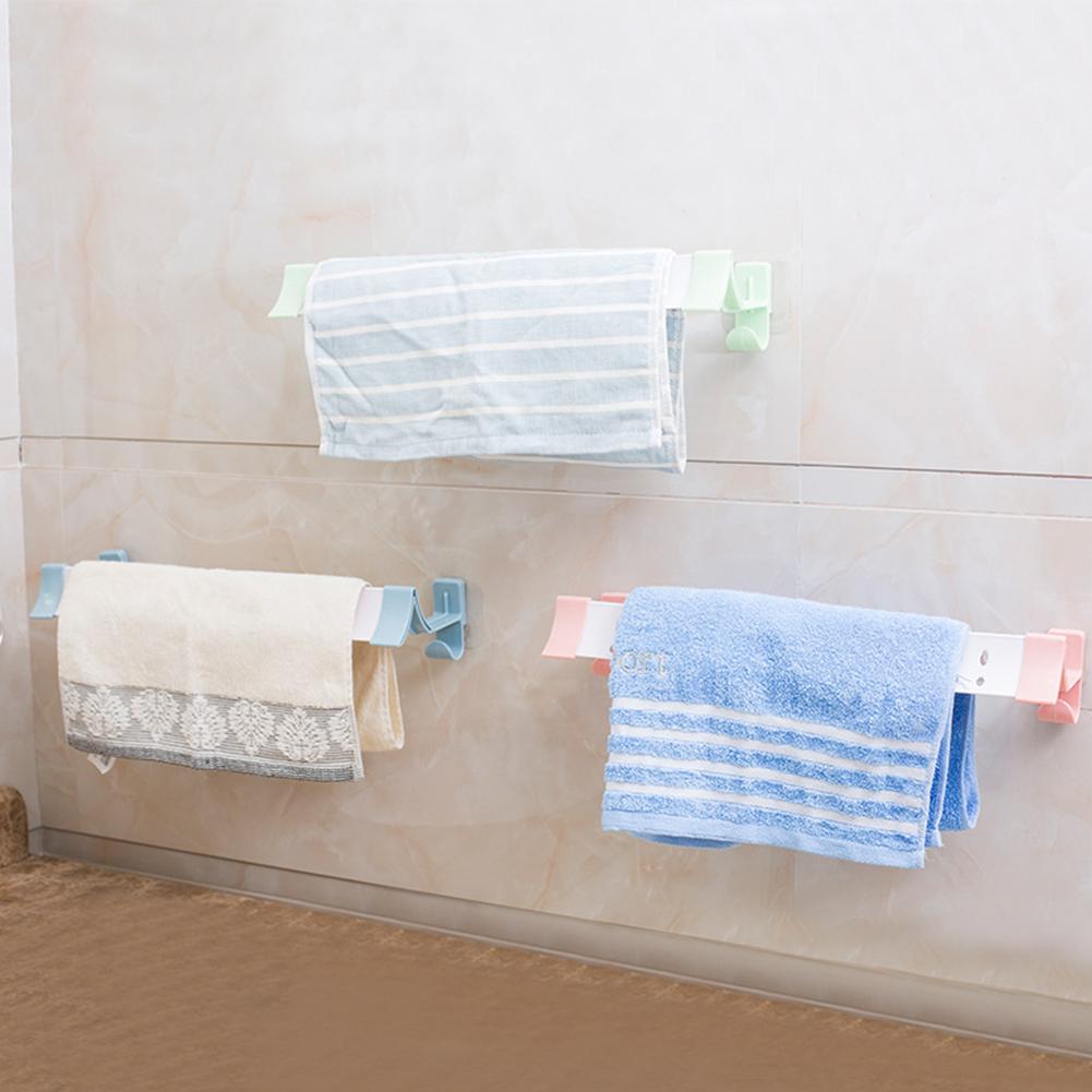 Nail-free Bathroom Towel Rack Traceless Storage Shelf Bath Towel Hanger Tower Bar Decoration