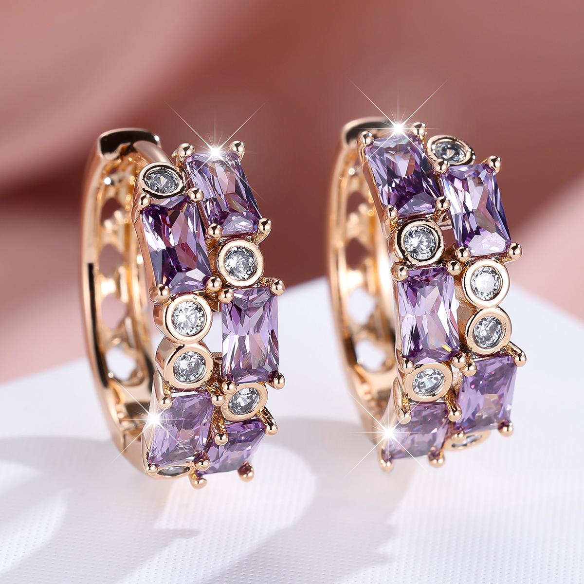 

1 пара золотистого цвета, прямоугольные серьги, белые, черные, синие, фиолетовые серьги с камнями, висячие серьги-крючки, свадебные украшения, подарки фиолетовый