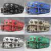 7-Color Skull Shield Rivet Leather Belt, Unisex Snake Print Y2K Punk Style