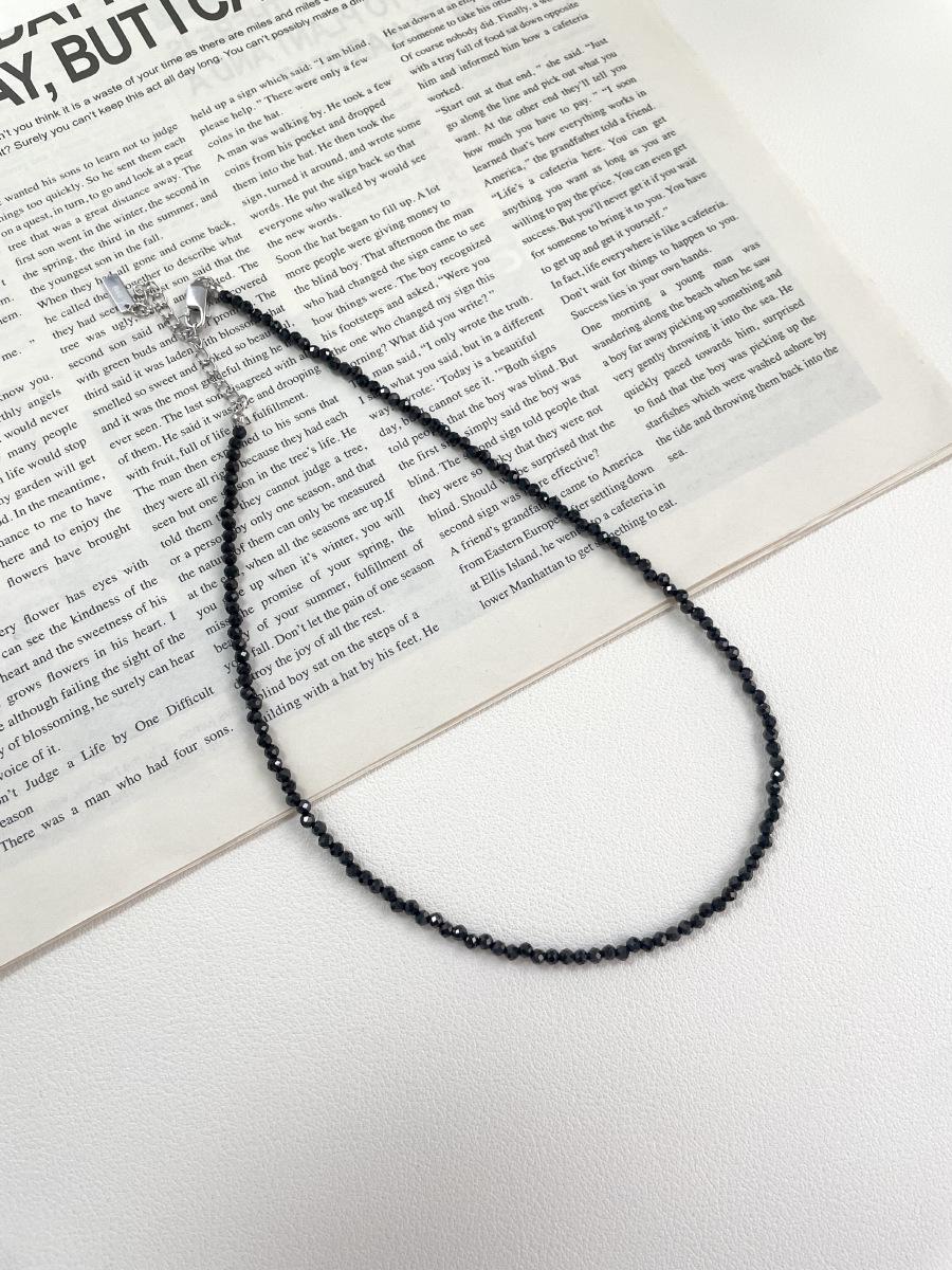 

Женское колье из стерлингового серебра 925 пробы с двойным слоем и черными кристаллами - изысканная высокая мода 925 Silver