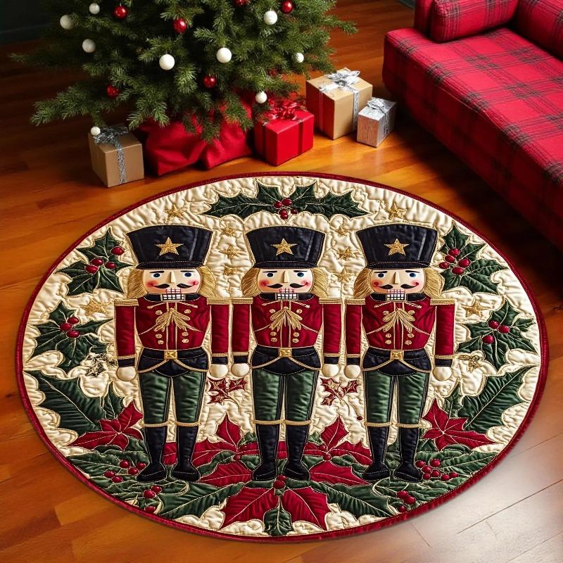 Nutcracker Christmas Round Carpet Circle Mat Christmas Rug Holiday Floor Decor Mat Christmas Carpet Family Christmas Home Decor