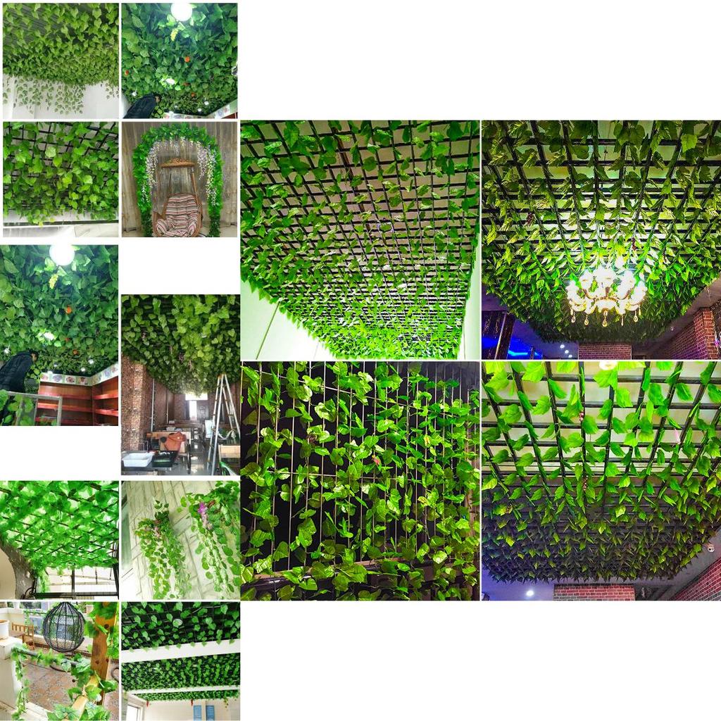 Realistic Artificial Grape Vine Leaves Ceiling Decor Faux Ivy Plants Greenery