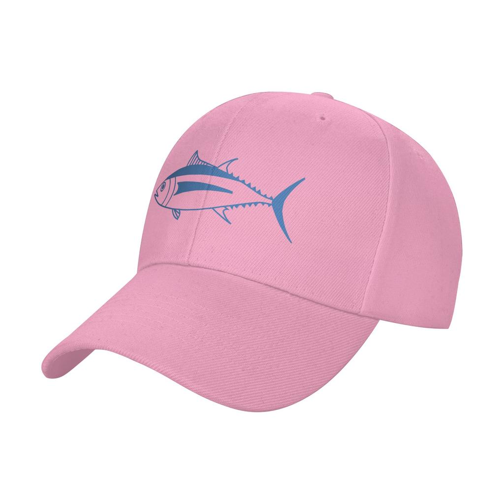 Fashion Cute Albacore Tuna Fish In Aegean Blue and White Curved Brim Baseball Cap Fashionistas Summer Cap