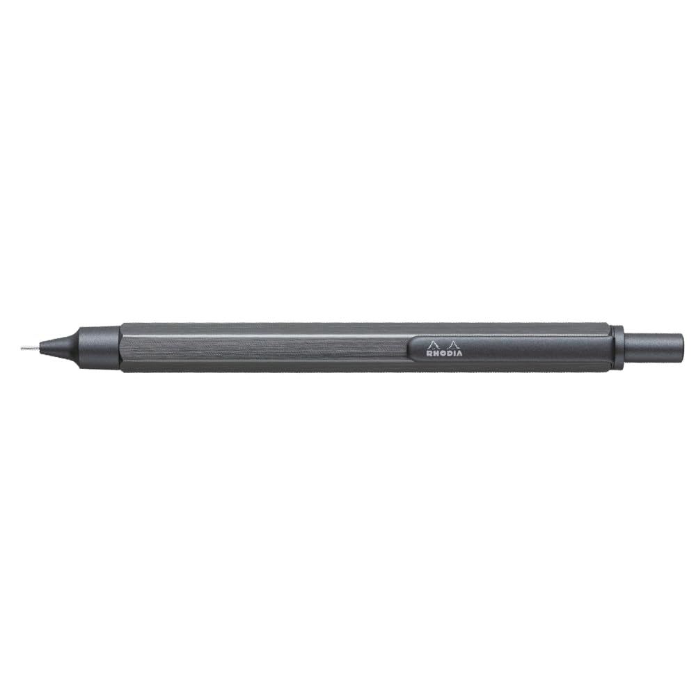 Rhodia Mechanical Hexagonal Aluminum Body with Anodized Brushed CF9373 Pencil, 0.5mm, Script, Barrel, Finish, Titanium,