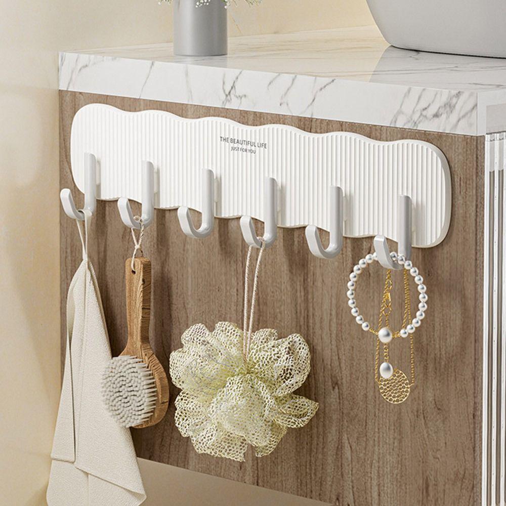 Wall Mounted Six Rows Hooks Heavy Duty Kitchen Storage Hook Towels Robe Hook  Home Organization