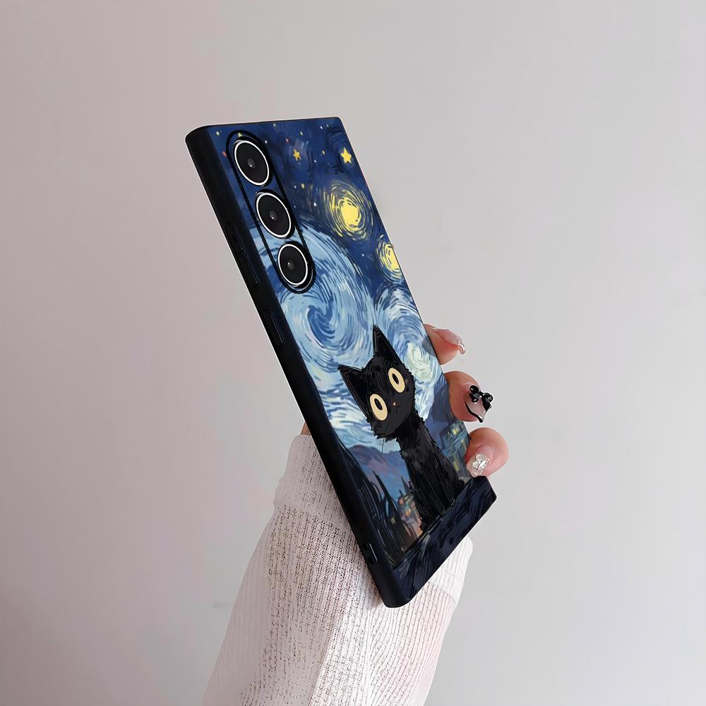 Van ART G-Gogh Funny Cat Phone Case for Samsung S series s21 s22 s23 s24 s25 FE Plus Ultra TPU Soft to Skin-friendly case