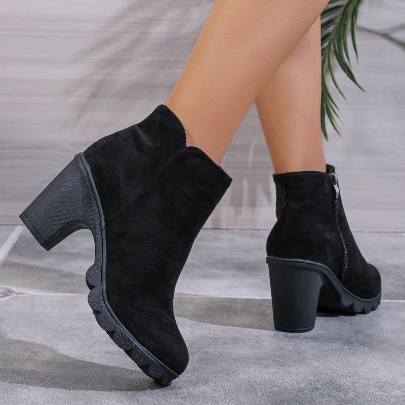 2024 Winter Women Boots Sexy Fashion Boots Pattern Chunky High Heels Women Boots  Female Round Toe Comfortable Shoes for Women