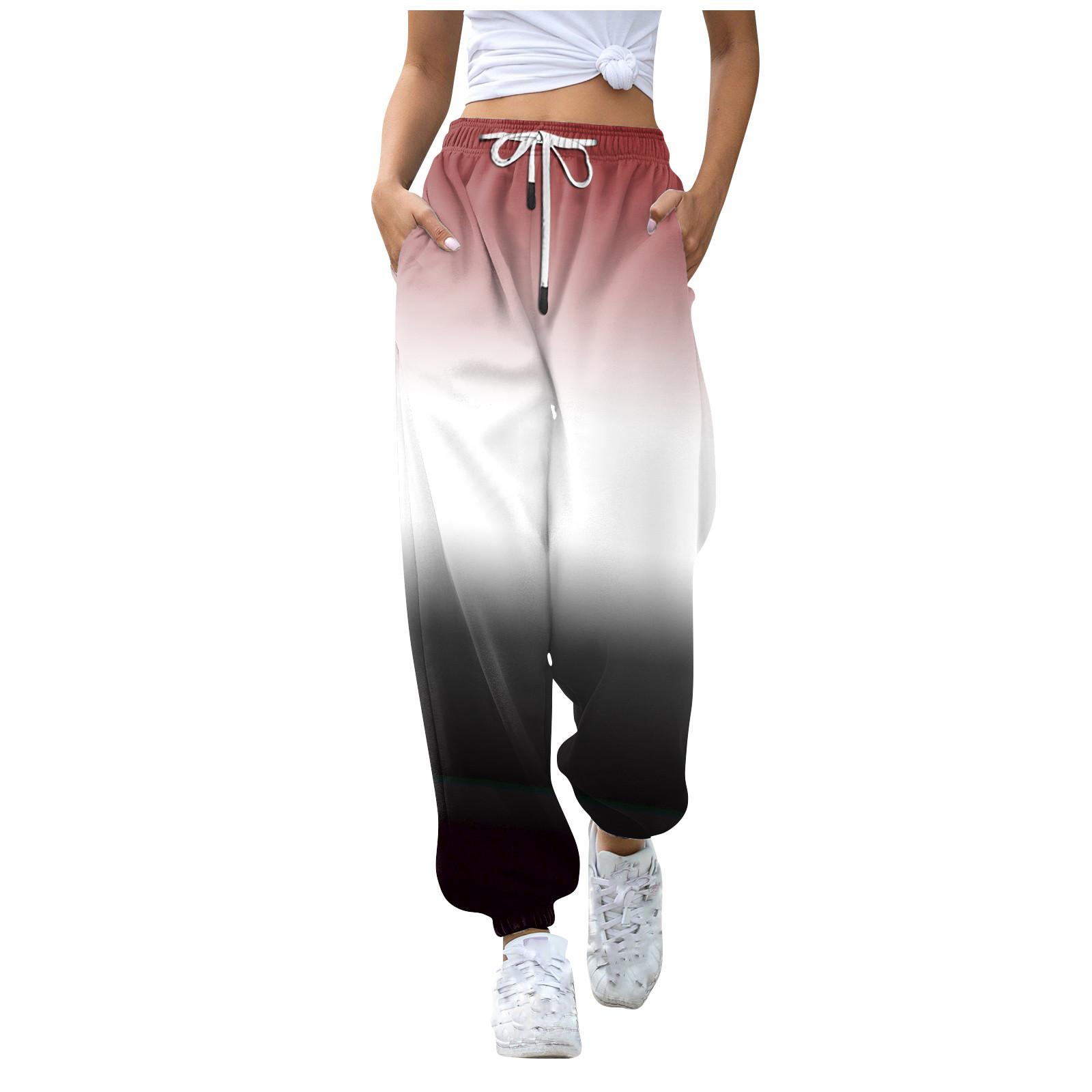 

Женские модные повседневные брюки с принтом и эластичным поясом на шнурке S красный