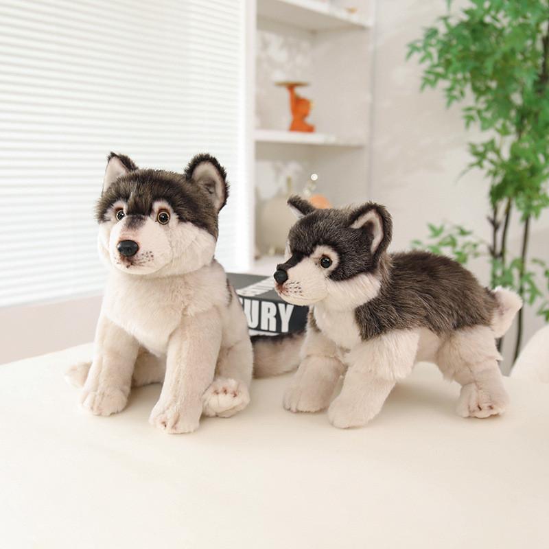 Wolf Plush Toy Animal Figurine With Short Pile Material For Kids And Adults