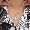 Hruška Světle modrý topaz Drahokam Šperky ze sterlingového stříbra 925 CZ Minimalistický Přívěsek CZP-7-3