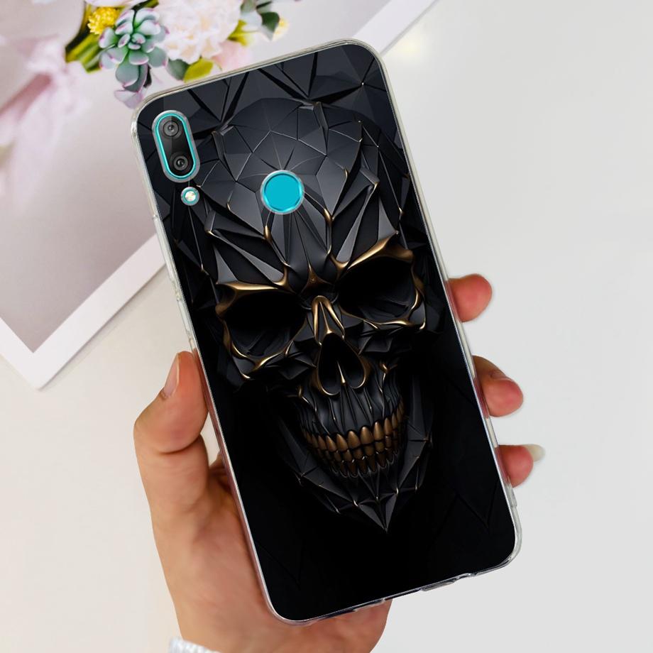 For Huawei Y7 (2019) Phone Case Huawei Y7P 2020 Back Cover Transparent Slim Soft TPU Rubber Bumper Child Fashion Cartoon Pattern