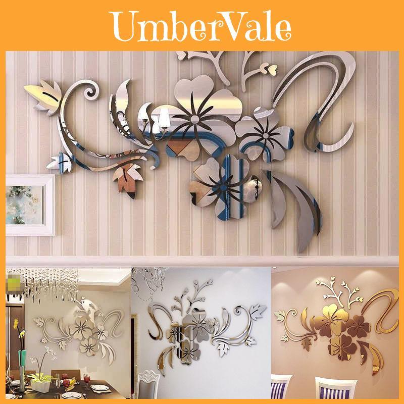 Top Quality Acrylic Mirror Flower Wall Sticker For Charming Home Room Decor