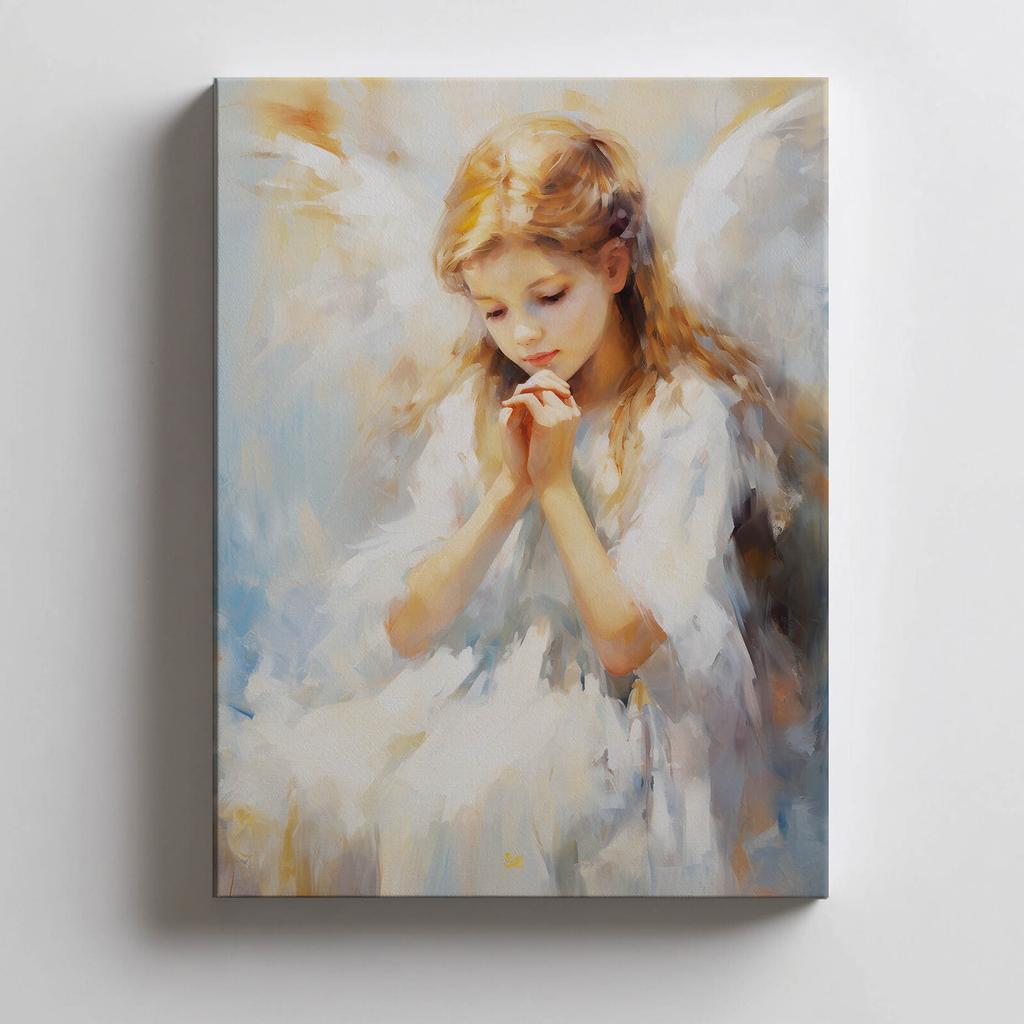 Charming Heavenly Guardian Charming Heavenly Guardian, 30X40 Cm, Light Oak Wooden Frame, 230 Gsm Matte Paper