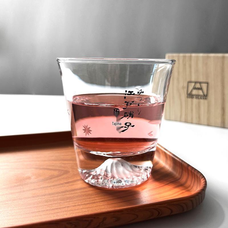 Japanischer Mount Fuji Glasbecher: Kreativer Becher mit Schneekappe für Tee, Milch, Whiskey oder Bier