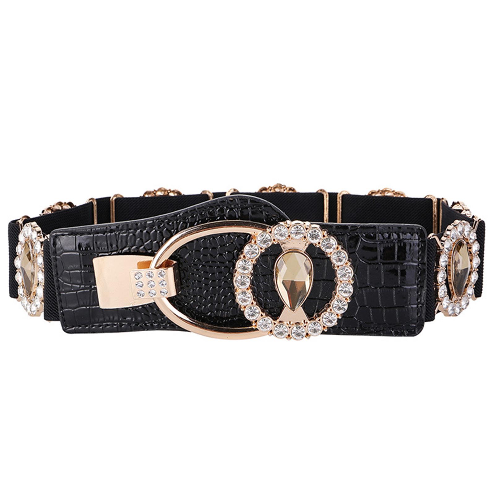 Girls Retro Waist Belt for Daily Costume Stretchy Rhinestones Waist Body Jewelry for Party Jeans Belt Cowboy Chain D