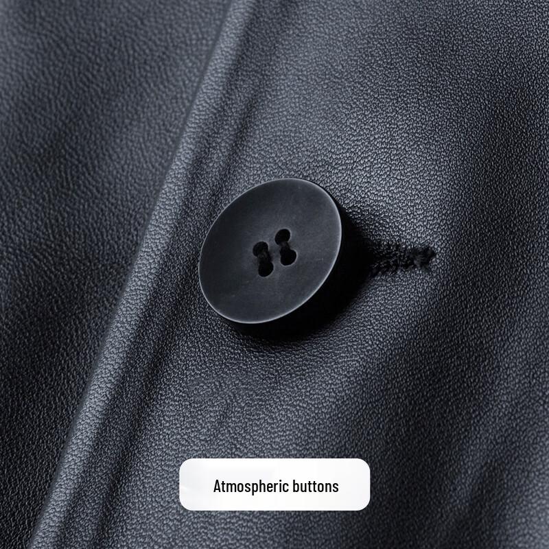 Men's Genuine Sheepskin Stand-Collar Leather Jacket