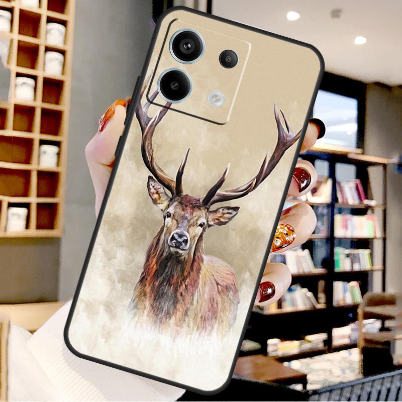 Animal Deer Art For Xiaomi Redmi Note 14 Pro 9 10 11 12 13 15 Pro Plus Case For Redmi 15 15C 14C 12C 10C 13C