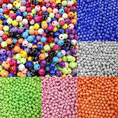 100 Pcs 8mm 13 Colors Round Spacer Loose Cross Acrylic Beads