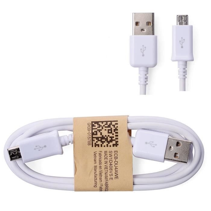 Go4U CABLE USB BLANC pour SAMSUNG Galaxy S6/S5 / S4 / S3 SYNCHRO DATA MICRO USB