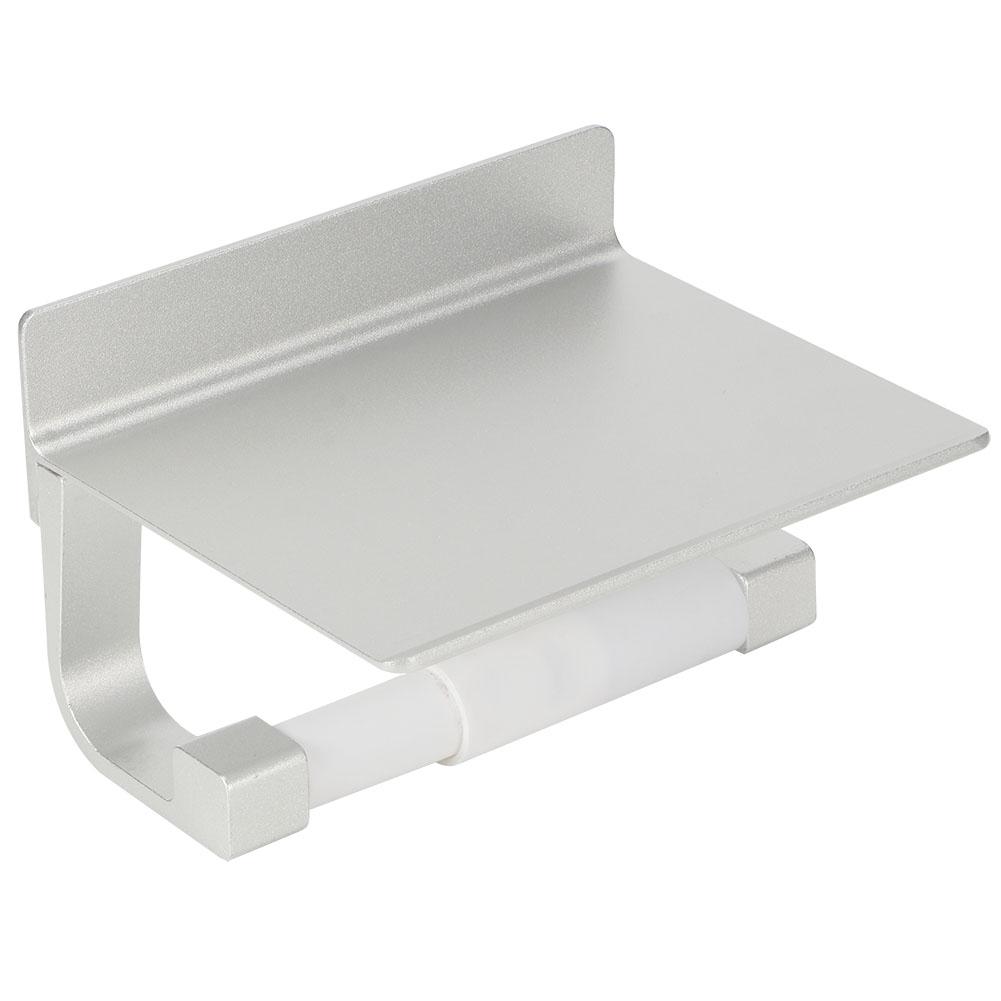 Space Aluminum Wall‑Mounted Roll Paper Rack Toilet Paper Holder with Phone Storage Shelf
