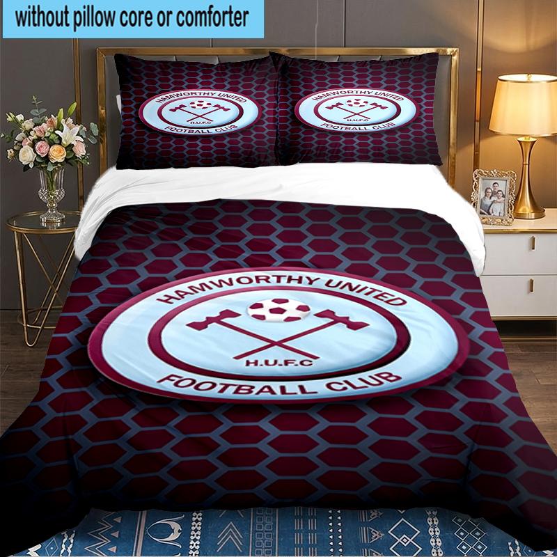 3PCS Football Club Ham-worthy Homes Bedding set,Ideal For1pc Duvet Cover And 2pcs Pillowcases Perfect for Christmas,Ideal for Bedroom, Dormitory