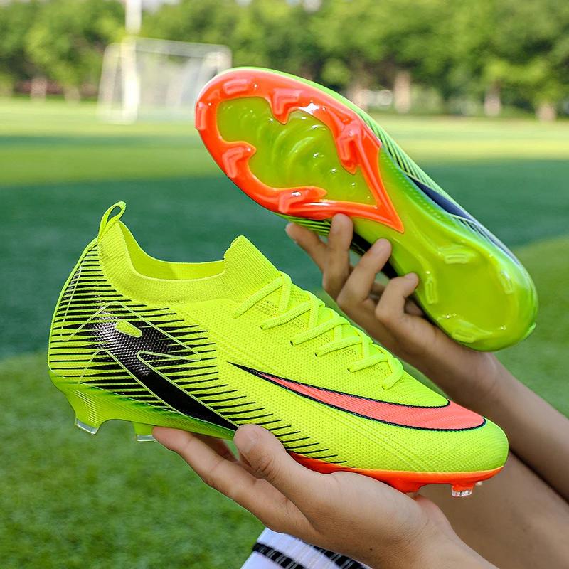 New Soccer Shoes for Men' FG Non-Slip Training Shoes Long Spikes Ultralight Soccer Football Boots for Cleats Outdoor Sport Drop Shipping
