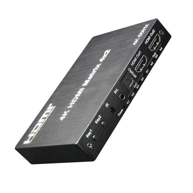 4k 60Hz HDMI Matrix 4X2 HDMI Switch 4 in 2 Out Matrix Full 3D with EDID HDMX04 чёрный