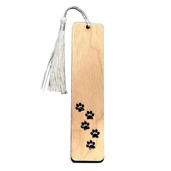 Pet Themed Bookmark Wooden Dog/Cat/Bone/Paw Carving Book Mark with Tassel Gift for Book Lovers Pet Owners