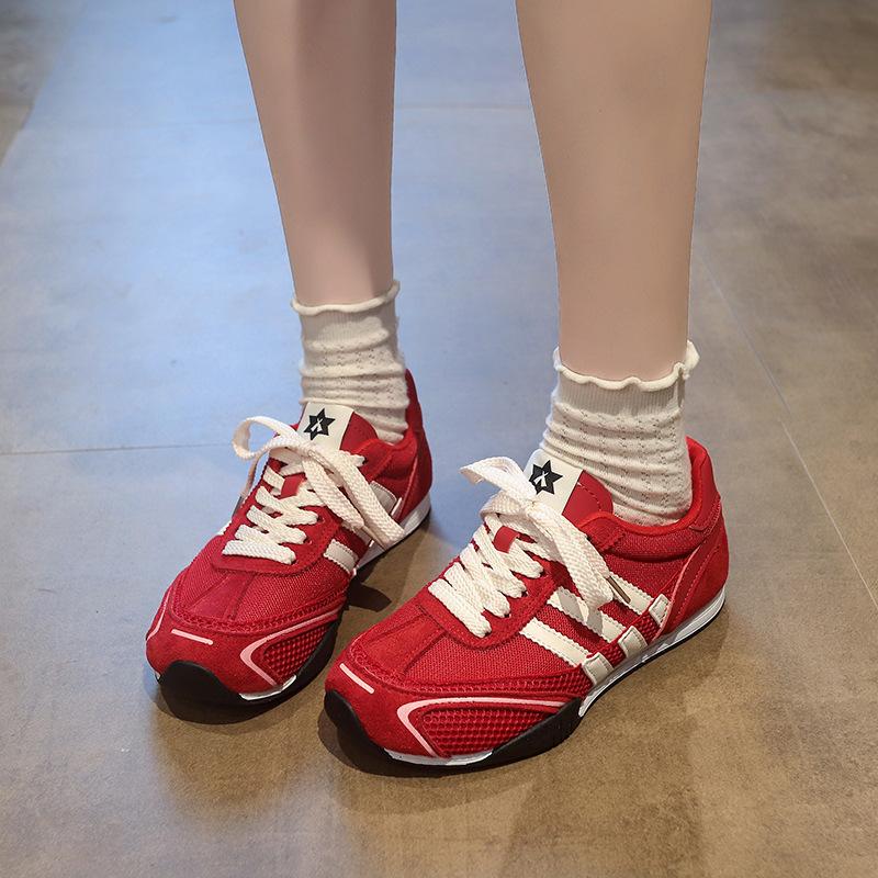 Inner Height Increase German Training Shoes Women's 2025 Summer New Breathable Foot Small Mesh Forrest Gump Shoes Casual Sports White Shoes