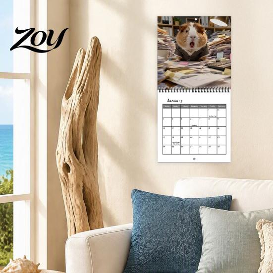 Guinea Pig Wall Calendar 2025 2027 Adventures Calendar, Cute 12 Monthly Planner with Creative Adventure Theme Imaginative Scenes, Spiral Bound Hanging