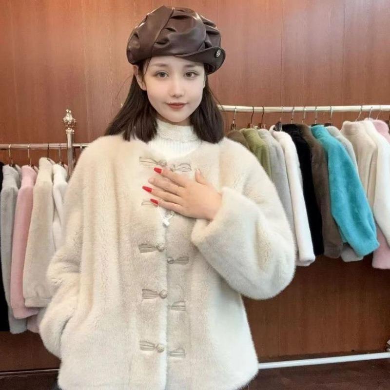 

Новый стиль ветрозащитная куртка с интегрированным мехом мех средней длины имитация кожи норки кардиган one size fits all белый