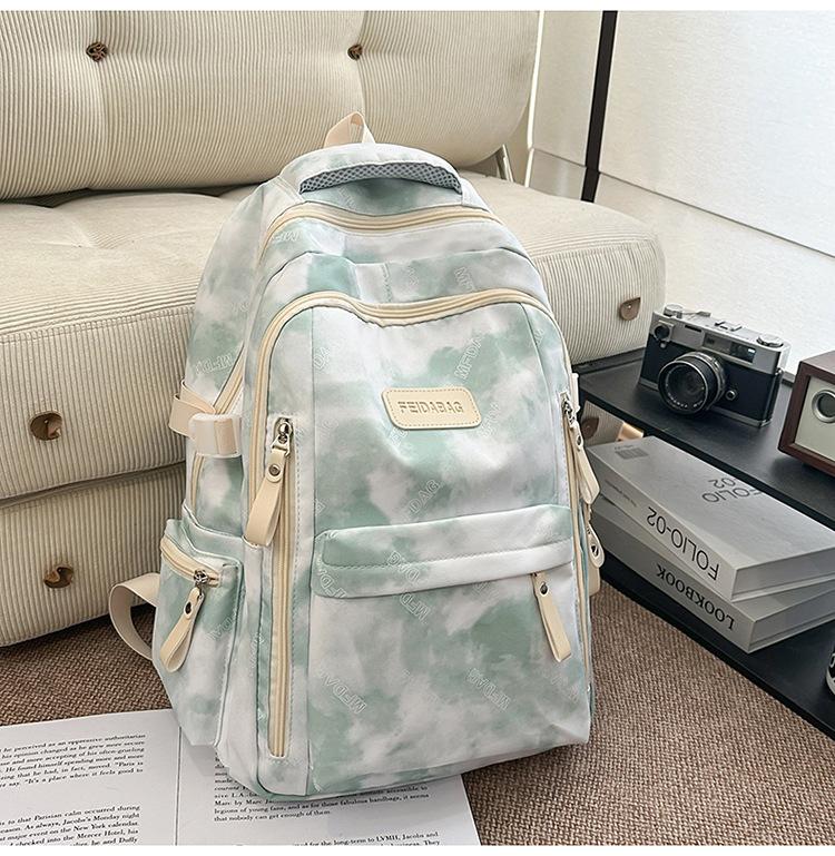 Schoolbag Personality Trend Tie-dye Backpack Male and Female Versatile College Student School Bag Fashion Large Capacity Junior High School Student