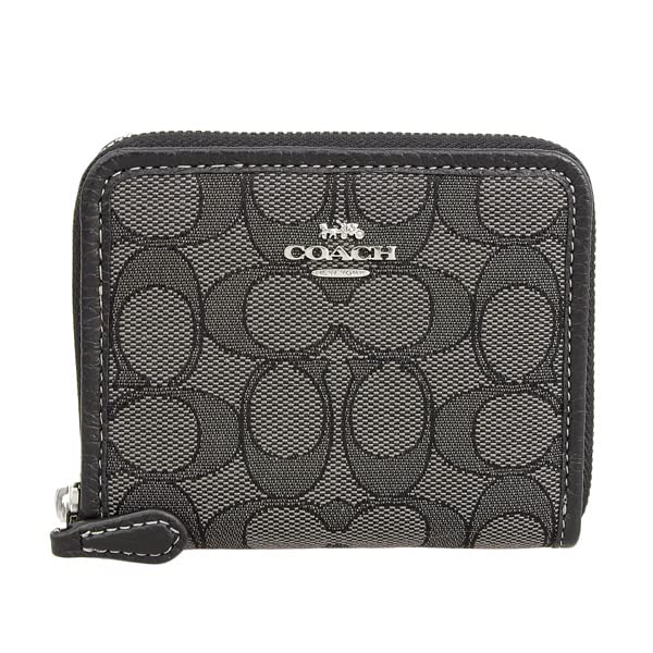 Plånbok Bifold Outlet Rund dragkedja Märke Kompakt Läder CH389 Liten dragkedja RÖKIG SVART [Coach] Dam (SVART MULTI/Svart) Damernas [Artikel]