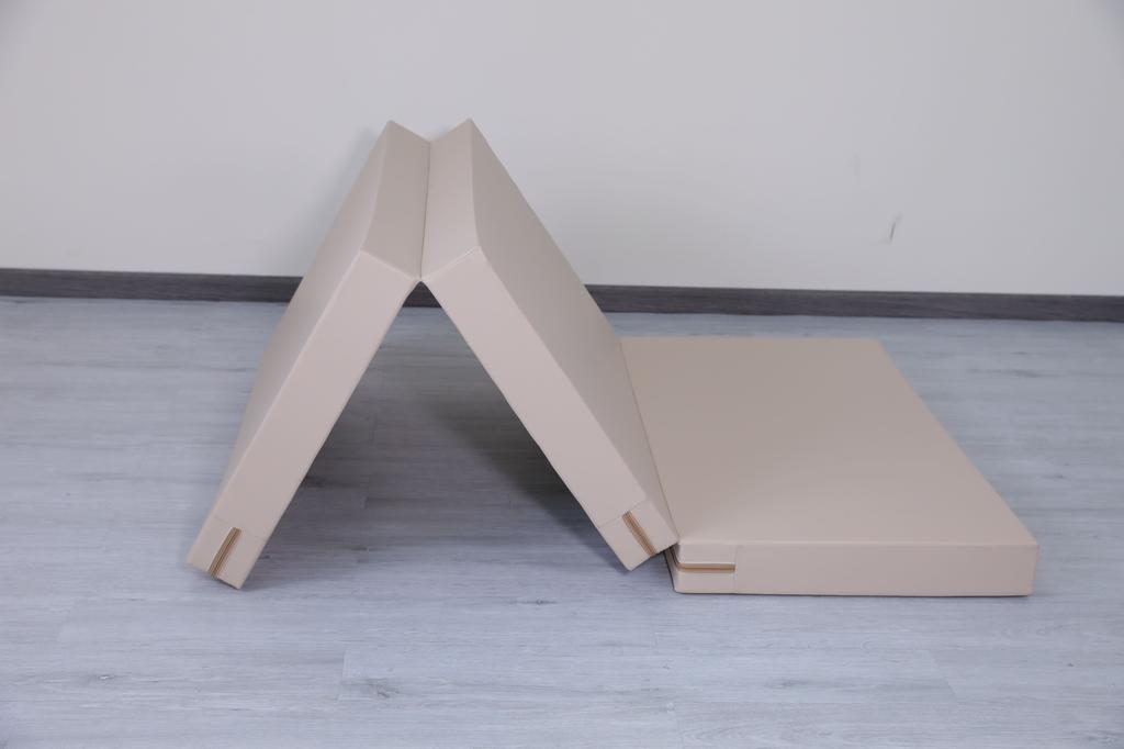Gymnastic mattress Satellite 180x100x10 cm three-piece - beige