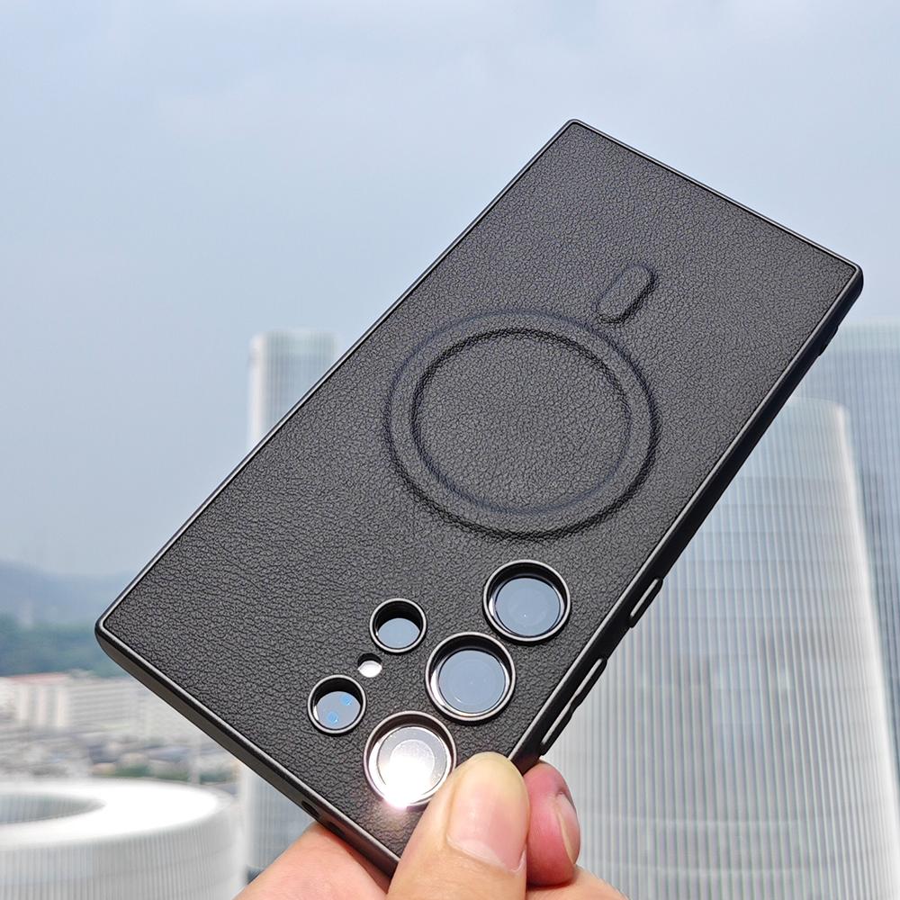 Oryginalne Skórzane Etui na Telefon Dla Samsunga Galaxy S23 S24 S25 Ultra Etui Luksusowe Wbudowany Magnetyzm S25Ultra S24Ultra Pokrowiec Ochronny