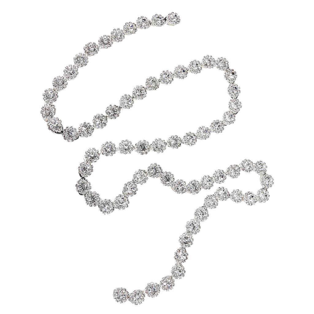 1Yard Round Flower Crystal Rhinestone Chain Sewing Decor Silver