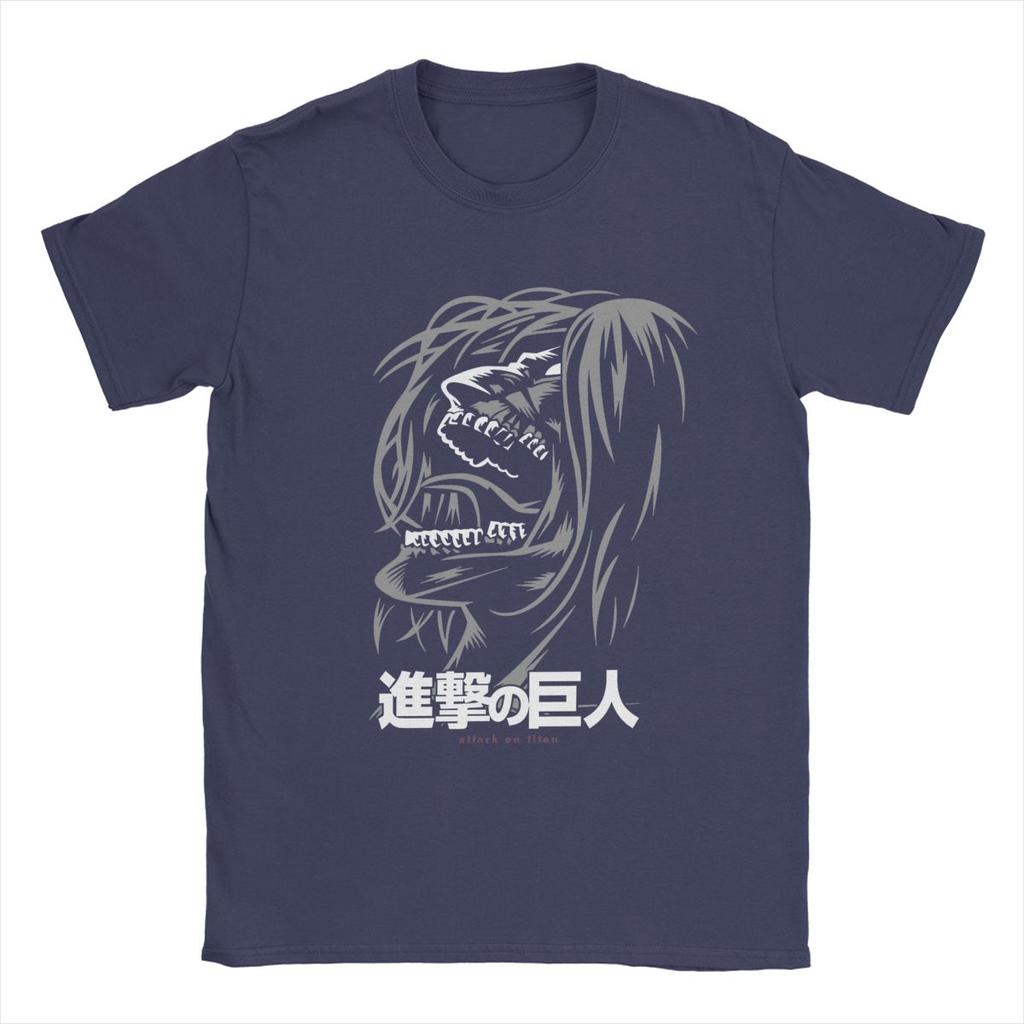 Eren Jeager Yeager Anime AOT T-Shirts for Men Vintage Pure Cotton Tee Shirt Crew Neck Short Sleeve T Shirts Big Size Tops