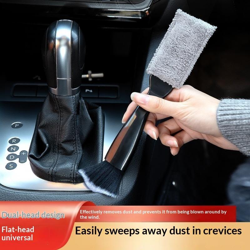 2 In 1 Car Double Head Cleaning Brush Duster Interior Detailing Soft Tool For Vents Dashboard Screen